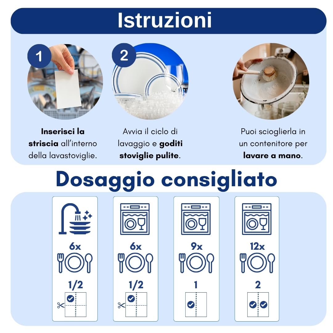 Detersivo Lavastoviglie in Fogli Ecologici (Fino a 600 Lavaggi) – Senza Plastica, Fosfati né Cloro. Biodegradabile, Vegano, Sicuro. Pulizia, Brillantezza, Protezione e Anticalcare