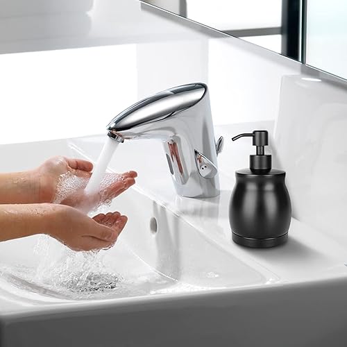 Miniatura 6 de Dispensador de jabón de acero inoxidable negro, moderno dispensador de líquido y loción para encimera para cocina y baño, bomba a prueba de óxido,