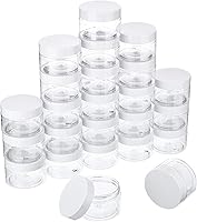 Vista 4 de 24 frascos de plástico transparente vacíos con tapas, recipientes de almacenamiento redondos de boca ancha para productos de belleza, crema