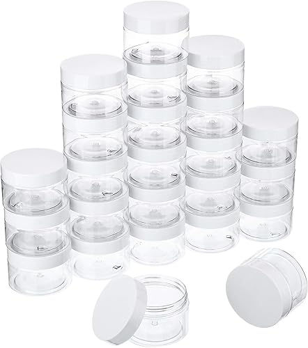 Miniatura 4 de 24 frascos de plástico transparente vacíos con tapas, recipientes de almacenamiento redondos de boca ancha para productos de belleza, crema