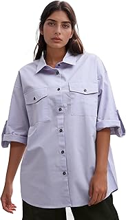 Ravin Womens Summer 3/4 Sleeves Shirt Relaxed Fit - Light Purple Modern