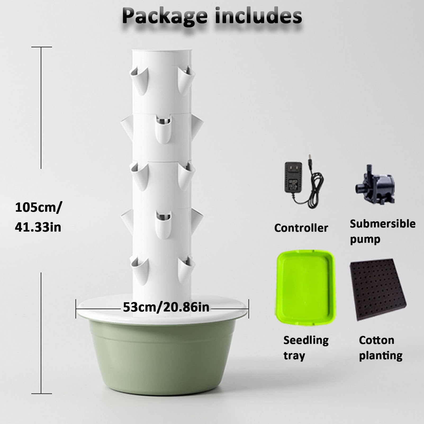 Torre hidropónica, cultivo hidropónico, kit de cultivo hidropónico, cultivo vertical con bomba de hidratación, adaptador, macetas de red y temporizador.,5-layers