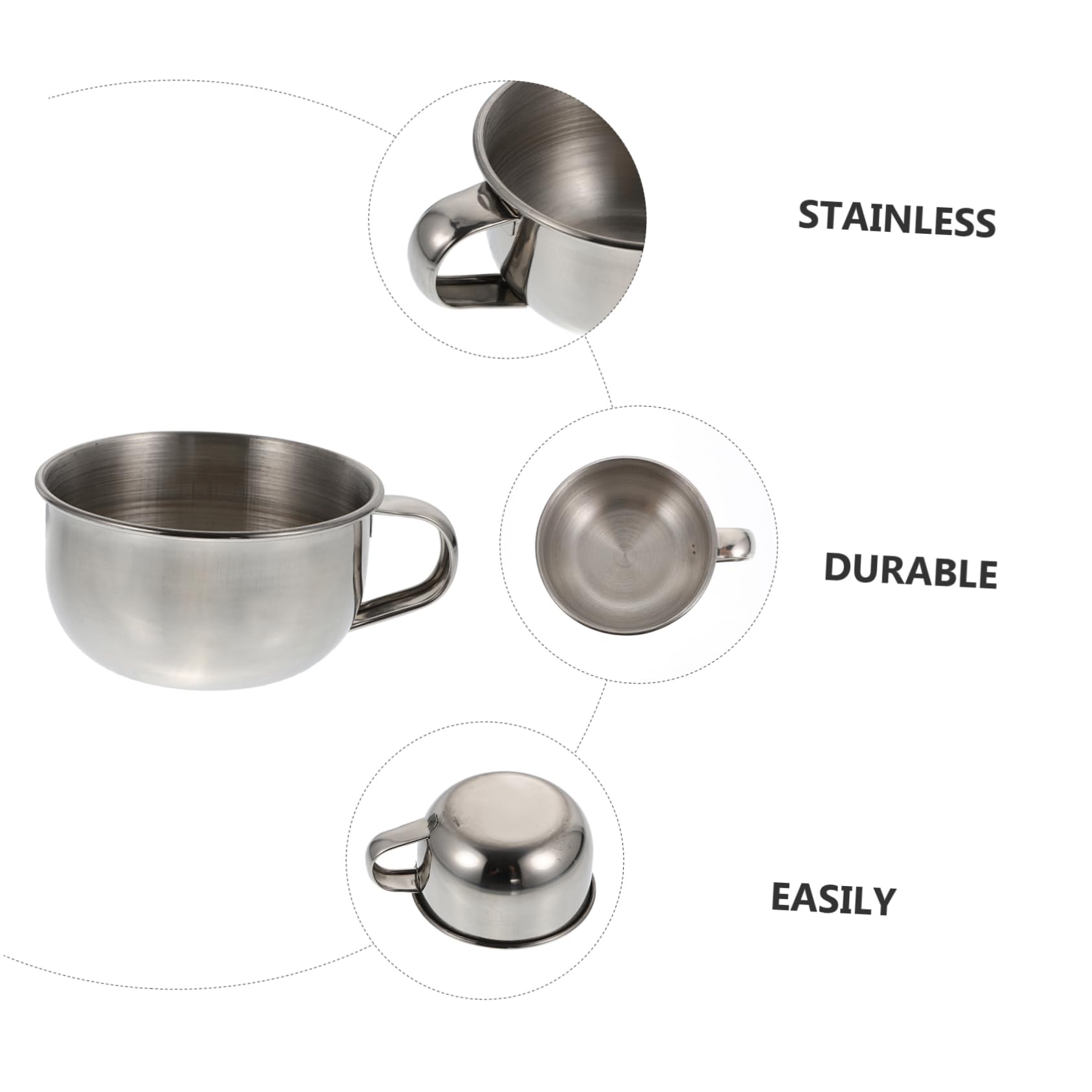 FOMIYES 4piezas Tazón De Afeitar De Acero Inoxidable Mango Cuenco Para Jabón De Afeitar Para Hombres y Diseño Simple y Práctico