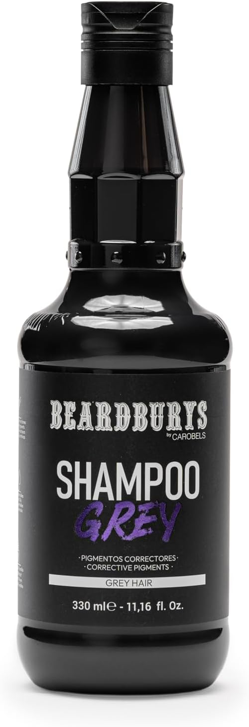 Beardburys Brightening Purple Shampoo for Grey & White Hair Neutralises Yellow & Orange Tones, Violet & Blue Pigments, Silver Hair Toner for Men, Hydrating & Scalp Purifying 330ml