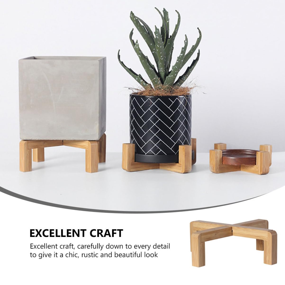 Porta Macetas De Madera Base Para Maceta 16x16x4,5 Cm Para Decoración Interior y Exterior, Soporte Para Bonsáis y Plantas Suculentas Estante Rústico y Funcional Para Jardín y Balcón
