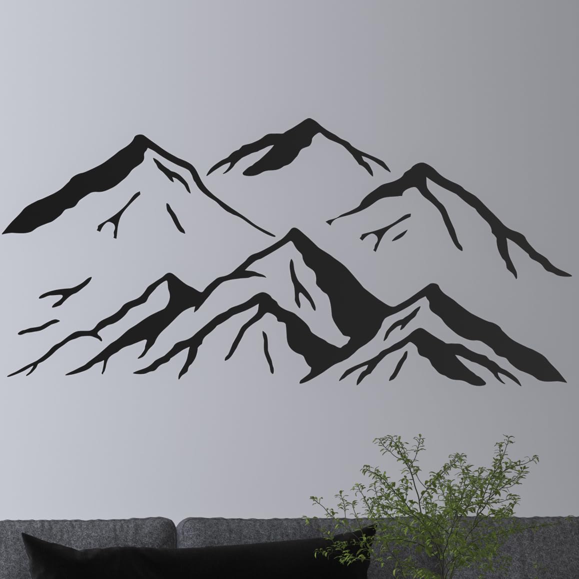 Mountain Range Vinyl Decal – Black Silhouette Nature Sticker for Car, Camper, Laptop, or Wall