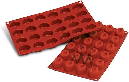 Silikomart Professional SF083 - Molde de silicona para hornear pequeño ovalado Savarin 0.54 onzas, 1.61 x 1.14 x 0.78 pulgadas de alto, 24 cavidades