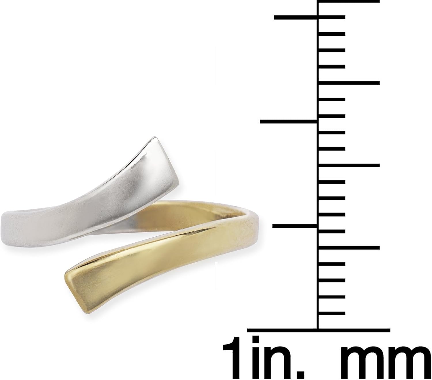 JewelryWeb Solid 14k Two Tone Gold Crossover Adjustable Polished Toe Ring (12mmx15mm)