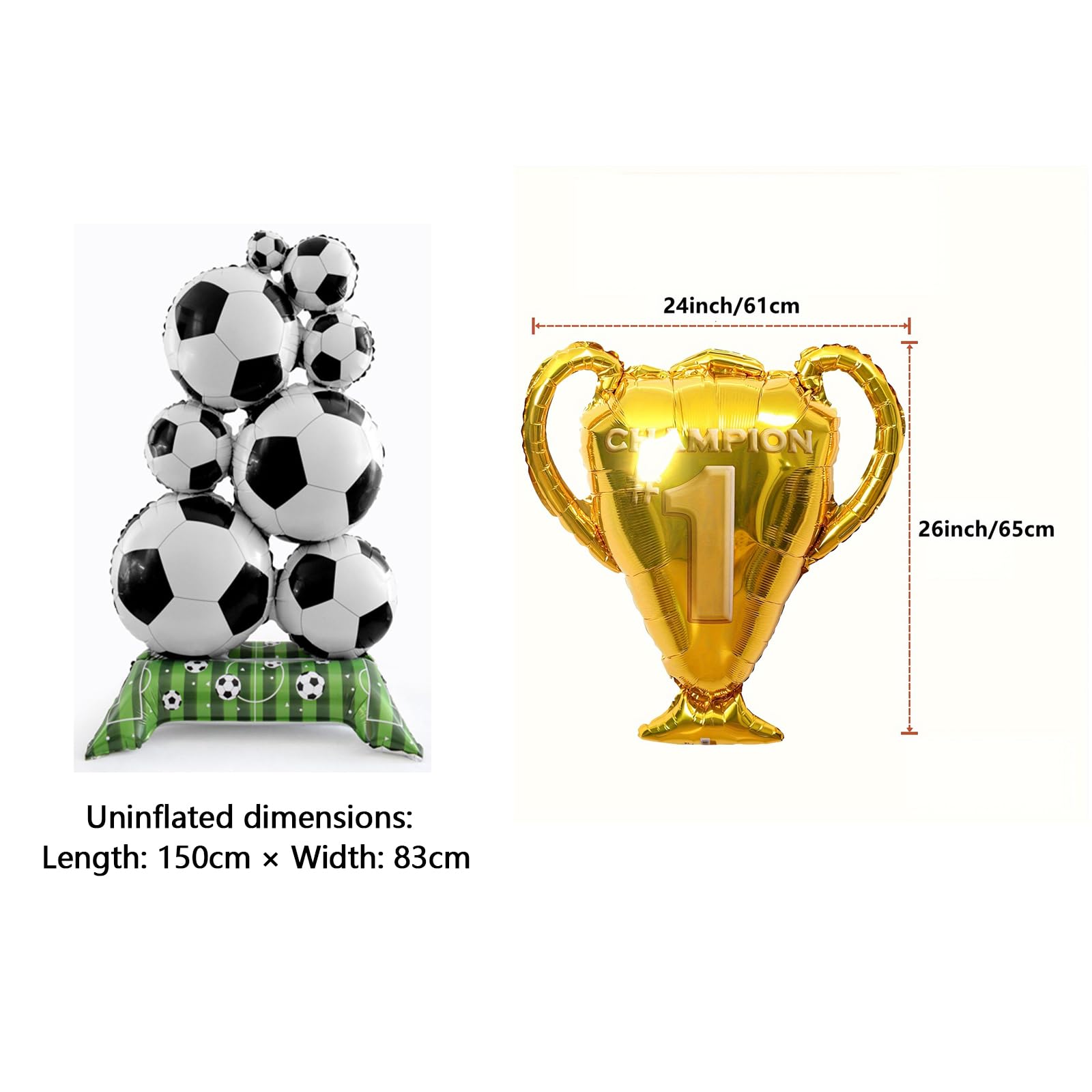 Set Di 6 Palloncini In Alluminio Per Compleanno Calcio, Decorazione A Tema Sportivo, Multicolore, Per Bambini E Ragazzi, Con Trofeo E Stelle
