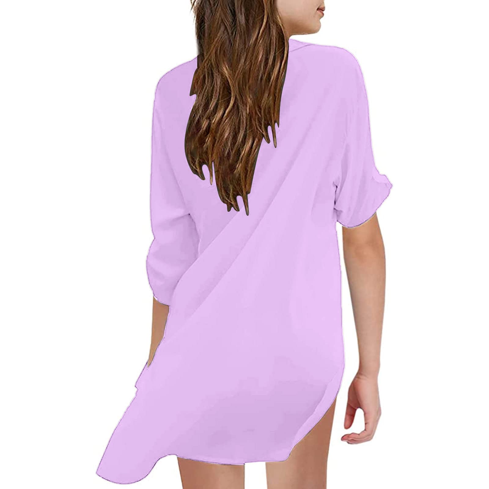 2025 - Traje de baño infantil para niña niña cubierta de playa para niña, camisa de gasa, bikini, traje de baño, vestido de playa, cubierta de natación azul