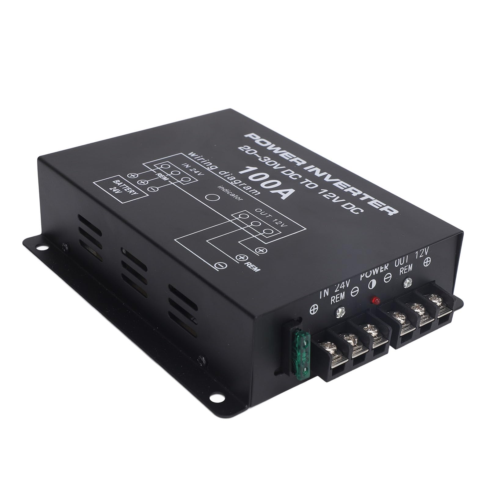 Regolatore Riduttore di Tensione Stabile Convertitore da 24 V a 12 V con Doppie Ventole per Alimentazione Bus per Camion Auto (100A)