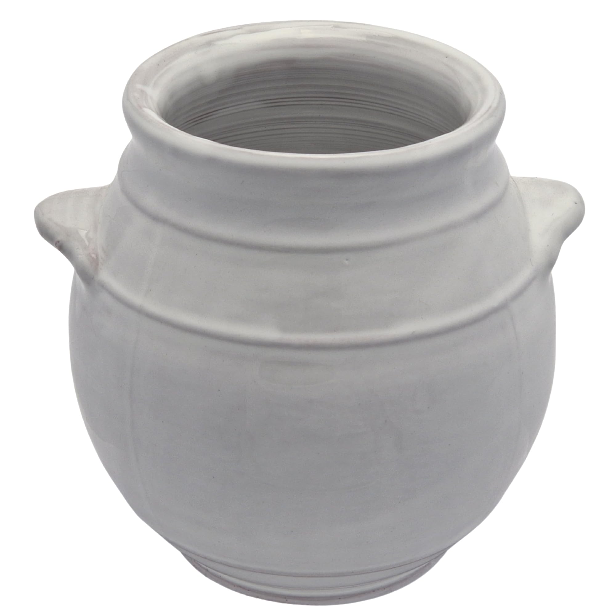 Cleminson White Dipped Hand-Dipped Ceramic Utensil Jar | Artisan Kitchen Utensil Holder | Made In Spain | Stylish Cutlery Pot Organiser | Rustic Farmhouse Crock For Spoons, Spatulas, Whisks (White Dipped)