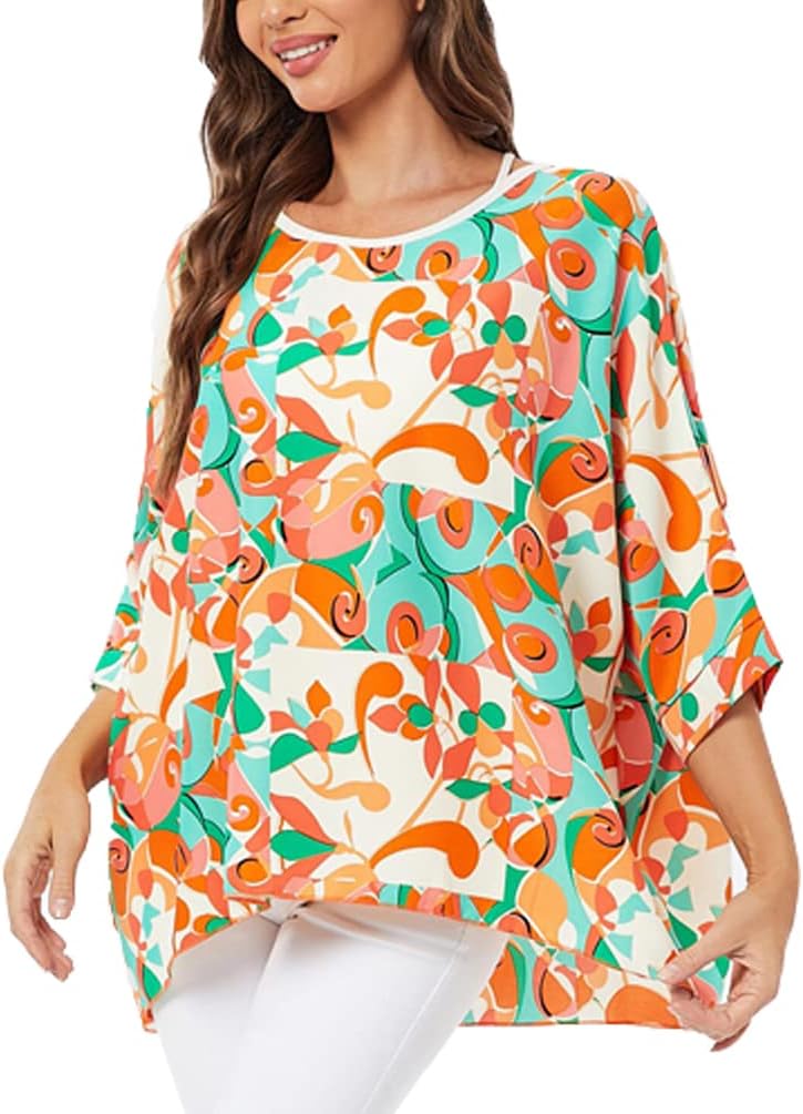 Loose T Shirts Half Sleeve Blouse Dolman Chiffon Oversized Tops