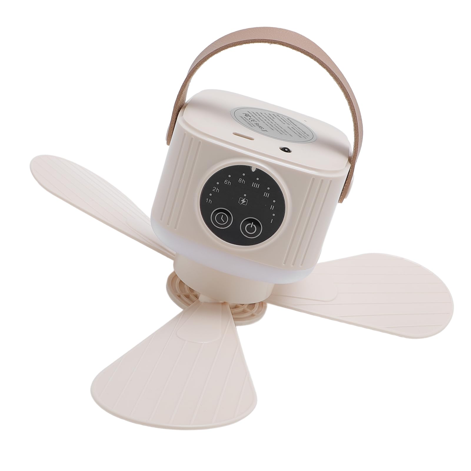 Asixxsix Camping -Lüfter mit LED -Laterne, 3600 -mAh -Batterie USB -wiederaufladbarer Deckenventilator in Aromatherapie Box Tragbarer Hängeventilator für Zelt, Camping, Outdoor (Creme)