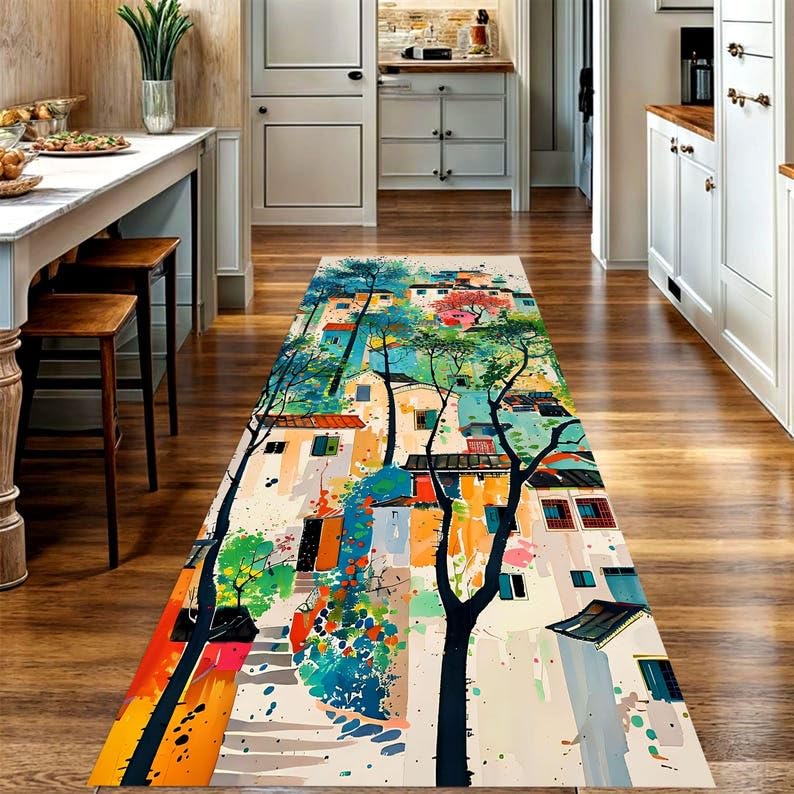 Tapis entrée paysage abstrait pour embellir votre cuisine