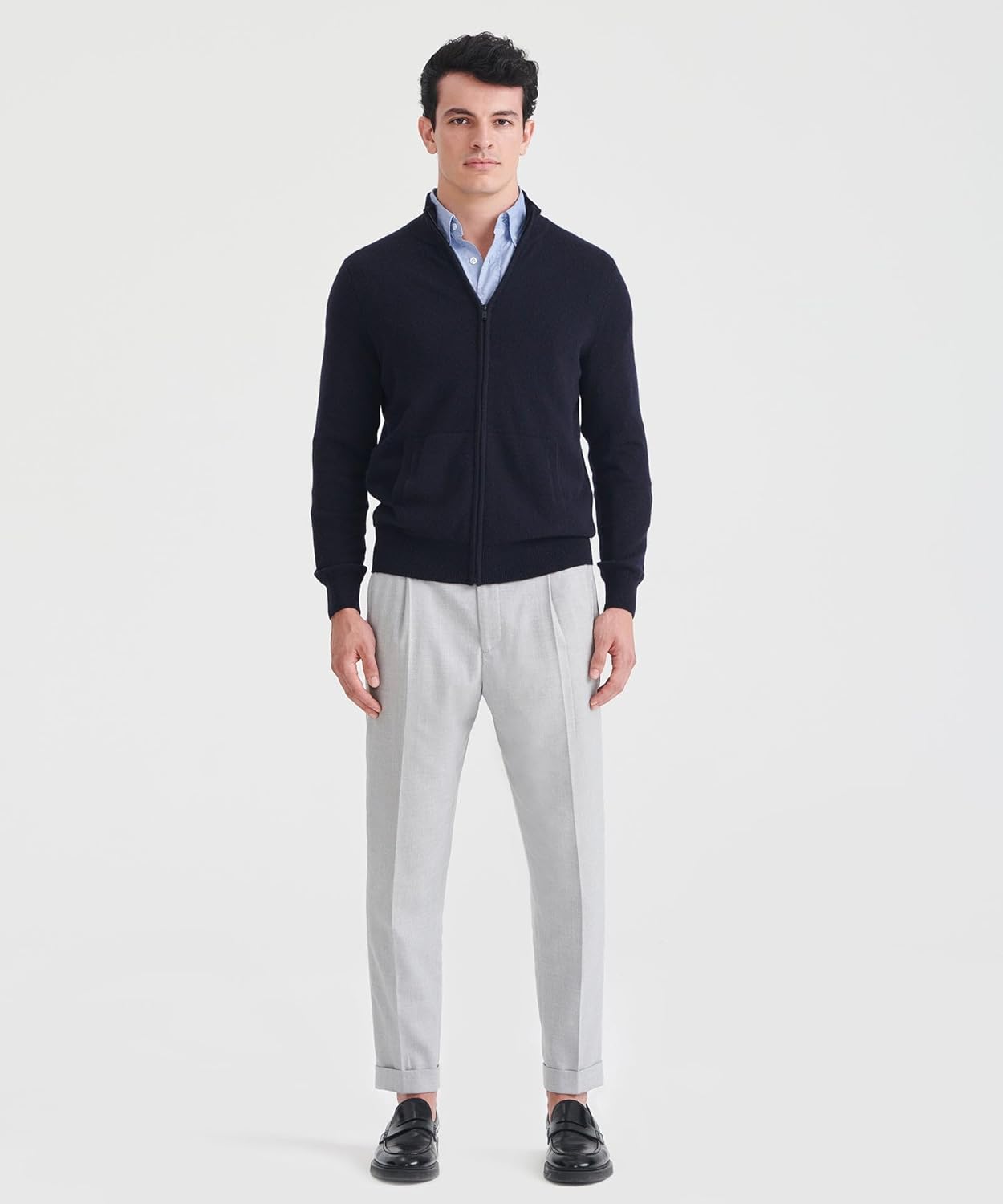 NAADAM Signature Mens Cashmere Full Zip Sweater - Image 2