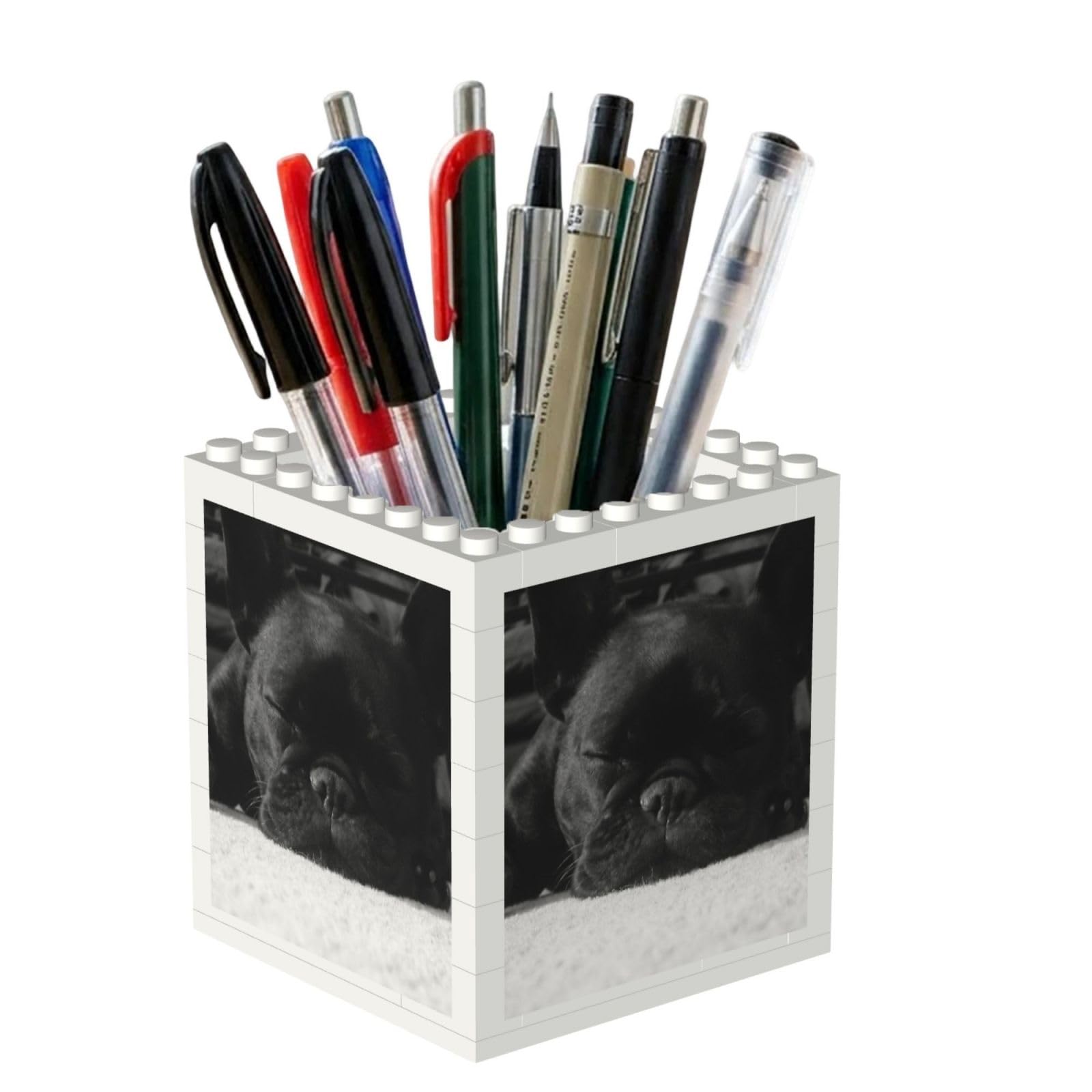Poadnly French Bulldog, Pen Pot Pencil Holder for Office Home School, Compact Desk Organiser for Office Stationery