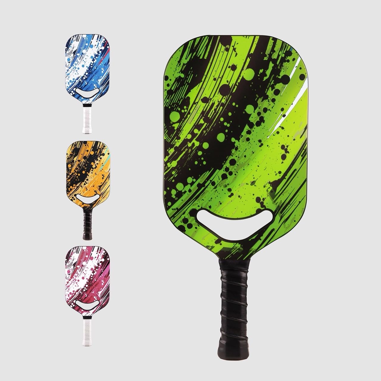 TADHG Pro Pickleball Paddle Edge-Free Thermoformed T700 Raw Carbon Fiber Face with High-Grit Spin Surface 16mm PP Honeycomb Core 8.19oz Racket for Competitive Play (Green Splash)