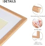 12x16 Picture Frame Set of 4, Displays 8x10 with Mat or 12x16 Without Mat, Photo Frames for Wall Hanging or Tabletop, Includes HD Plexiglass, Light Wood Grain