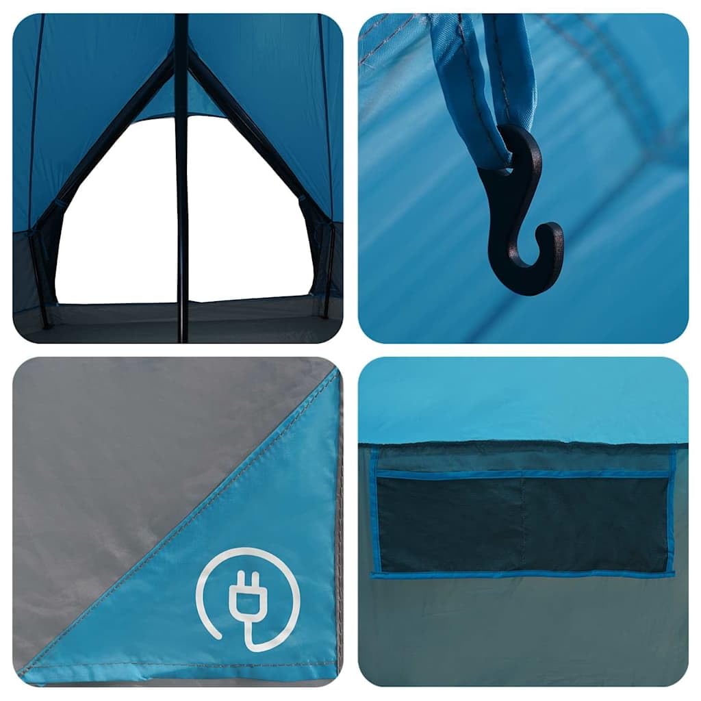 Teepee Zelt für Personen Grün und Grau x x aus 185T Polyester mit PU-Beschichtung, wasserdicht Winddicht, mit Luftventilen, integriertem Licht-Haken, Raumteiler