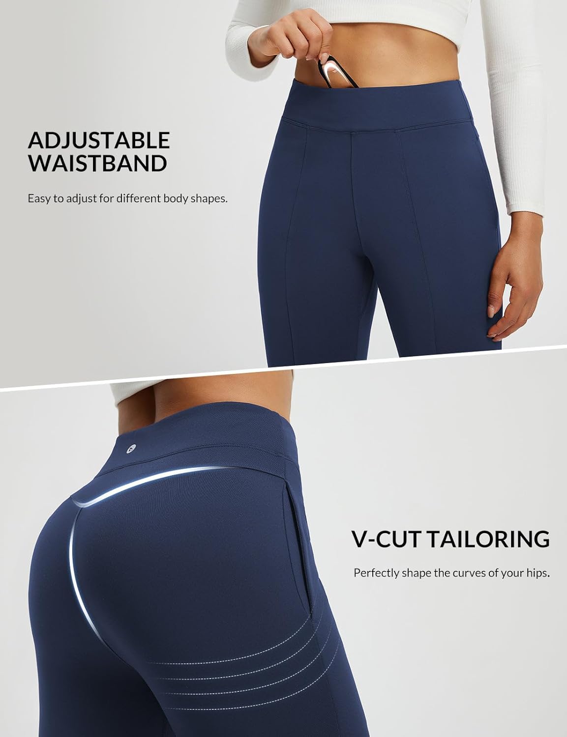 baleaf Women's Fleece Lined Pants Winter Flare Yoga Pants Warm Thermal Bootcut Leggings - Image 6