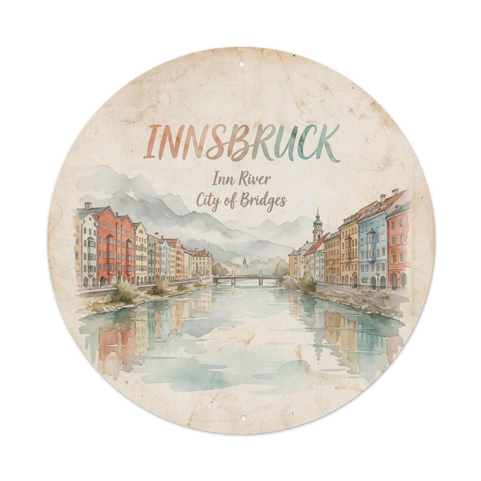 Olyhtr 8X8inch Classic Style Innsbruck Tyrol Imperial City Classic Travel Metal Tin Sign