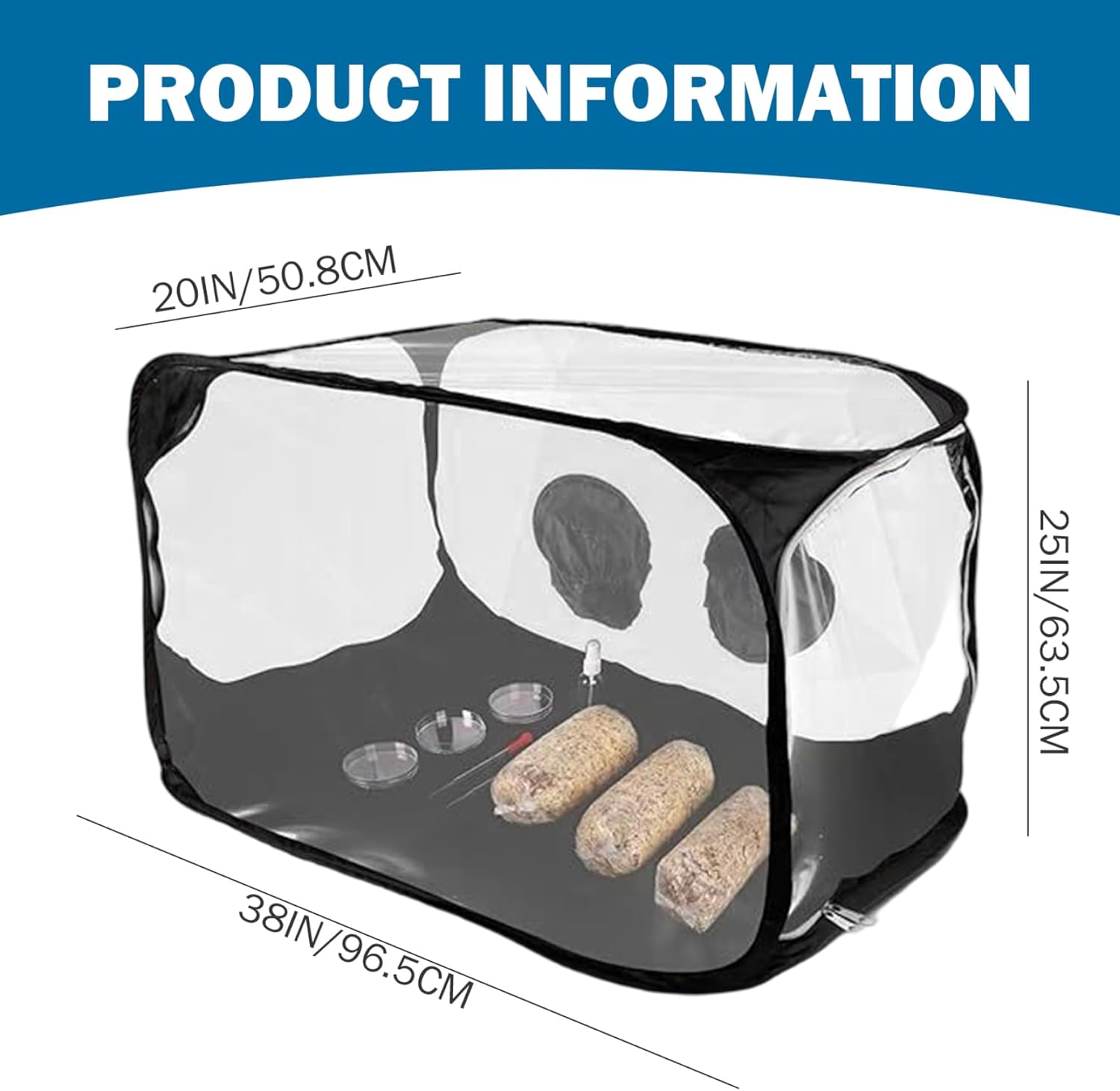 Still Air Box 38x20x25 inch, Transparent Plastic Mushroom Grow Tent Foldable Portable Mushroom Grow Box Ideal for Spores Horticulture Supplies