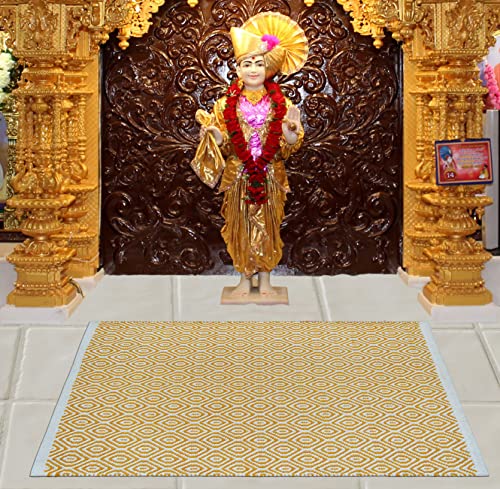 Image of Multipurpose Pooja Mat, Aasan Mat for Meditation, Formal Sitting Mats 100% Cotton Thick Square Puja Matt. Size - 70X70 cm Yellow