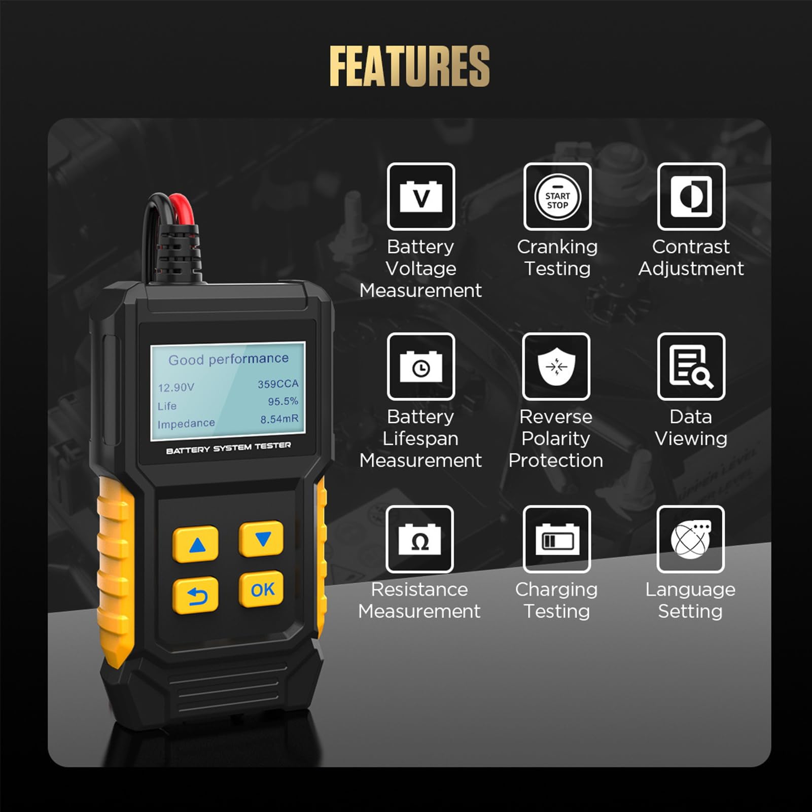 Tester Batteria Auto Per Veicoli | Analizzatore Di Tensione Per Ricarica Intelligente Dispositivo Elettrico Compatto Per Camion Moto Acceleratore ATV RV
