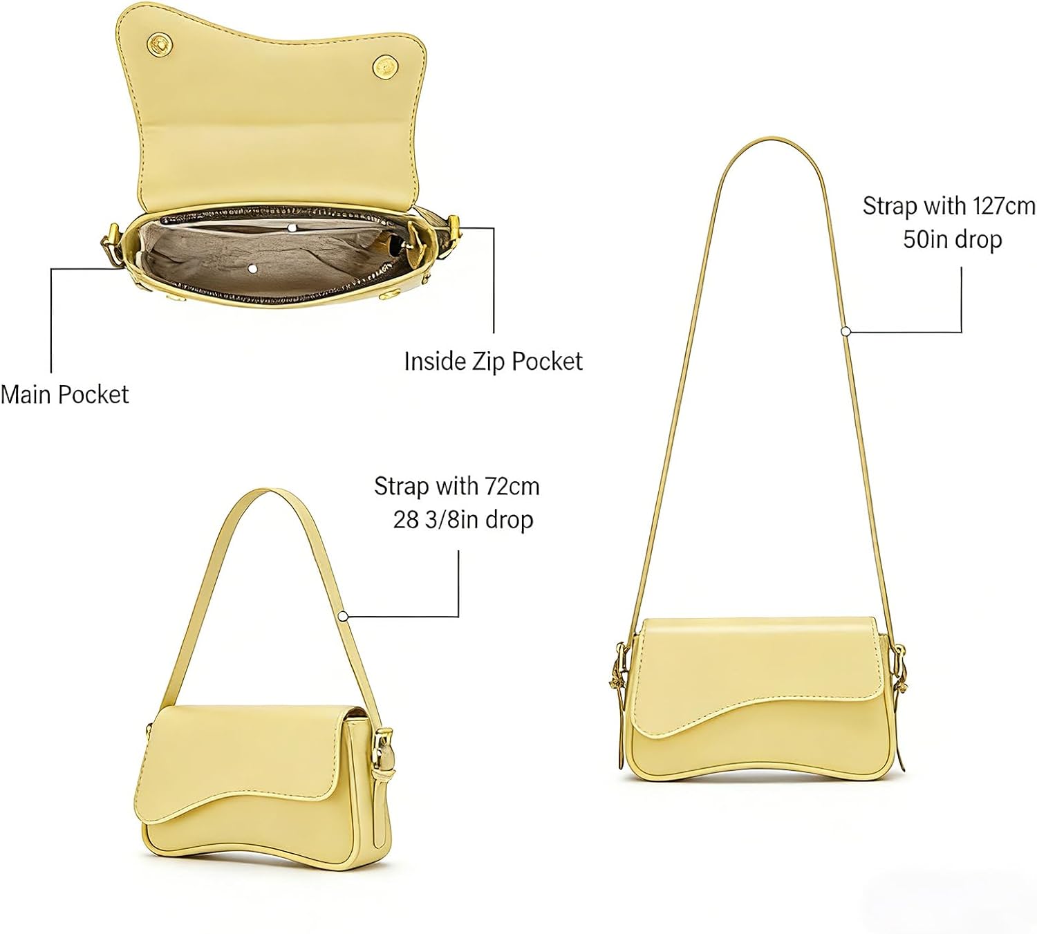 Amszke Shoulder Bag for Women Y2K Crossbody Purse PU Leather Underarm Handbag 2 Adjustable Strap for Daily Commute Travel image 4