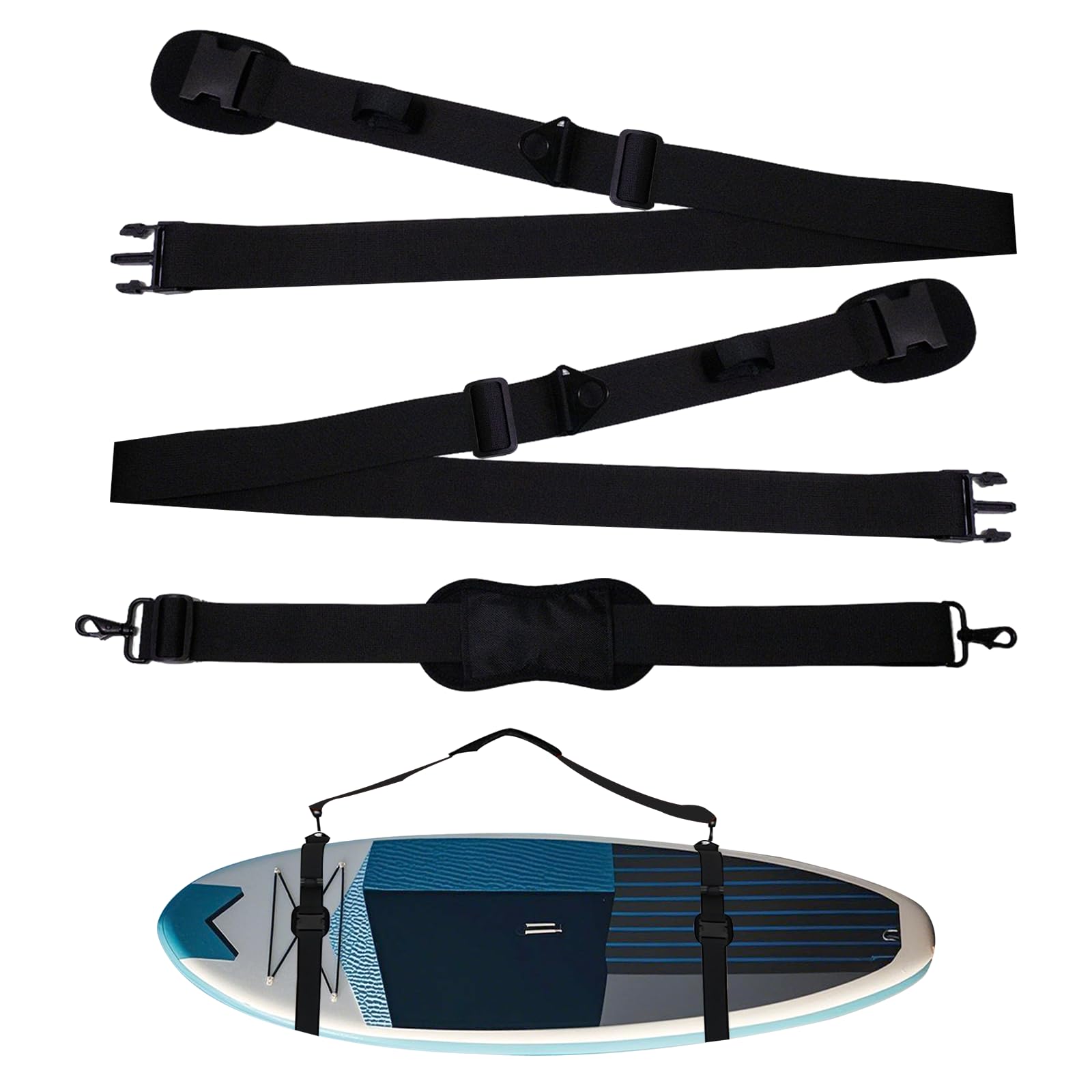 Pangutheos Unisex Black Sup Carrying Strap, Carrying Strap For Surfboards, Adjustable Surfboard Shoulder Strap For Kayak, Surfboard, Paddle Board, Canoe, Paddle Board