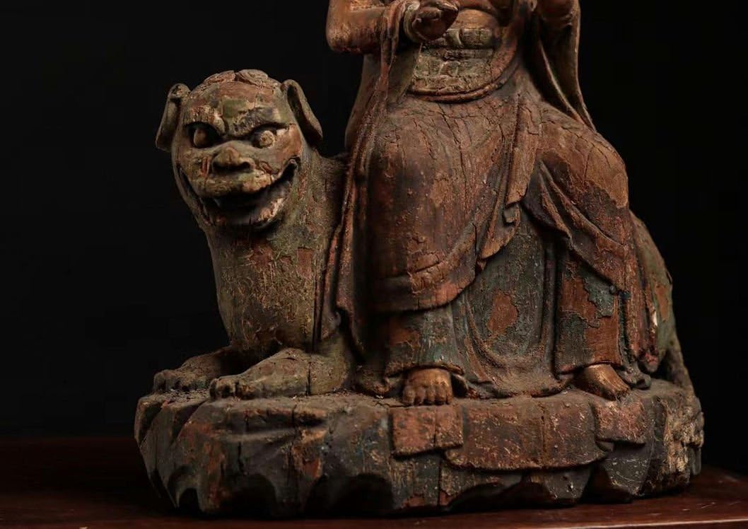 琴》仏教美術 古銅製 普賢菩薩 文殊菩薩一対 古美術品 LBB212