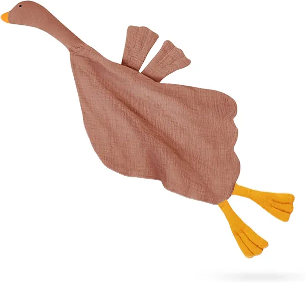 Wimist Baby Toys Lovey Blanket Soft Goose Toys for Newborn Essentials 0-6 Months, Sensory Stuffed Animal Security Blanket for Boys and Girls (Goose-Dusty Rose)