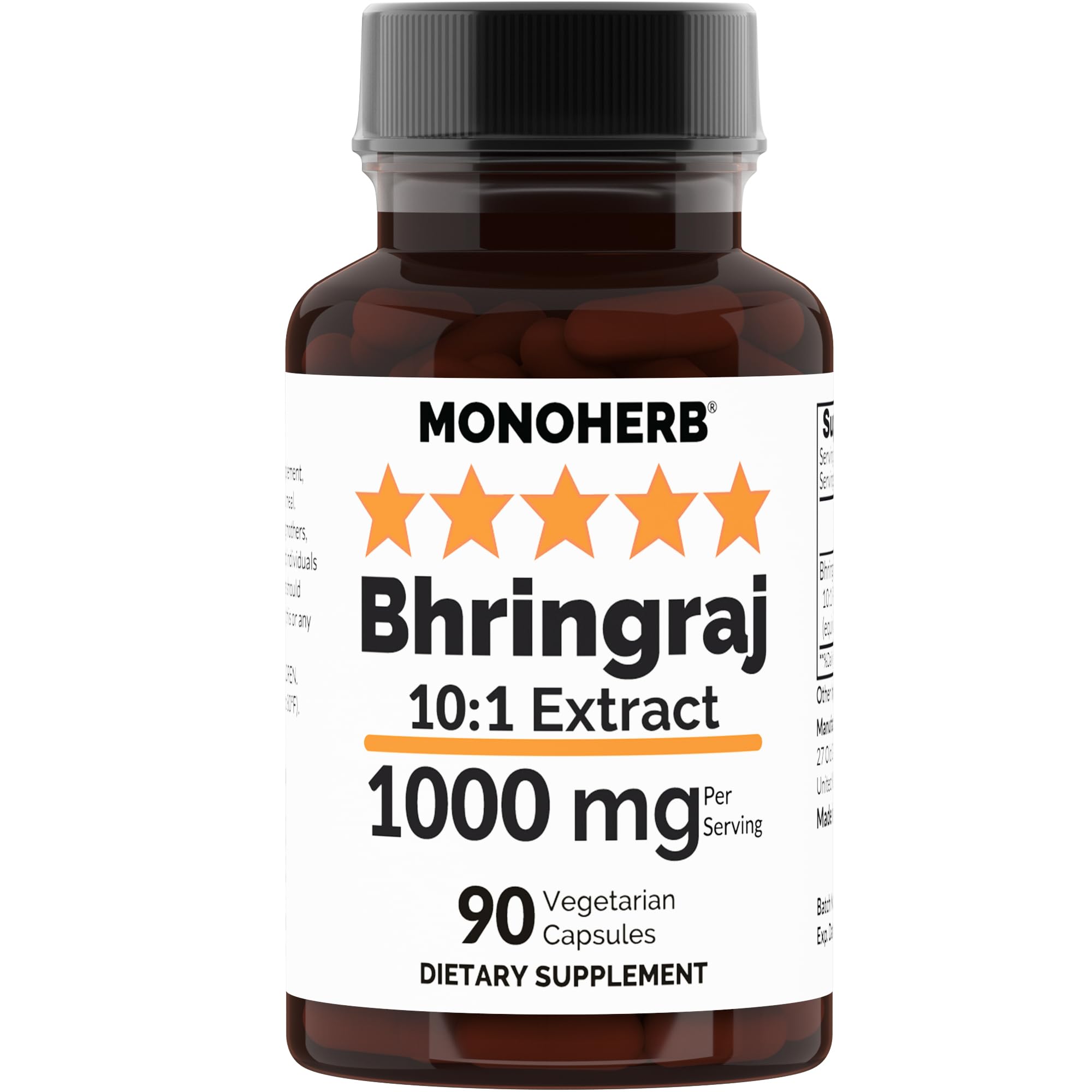 MONOHERB Extrato de Bhringraj 10:1 1000 mg por porção — 90 cápsulas