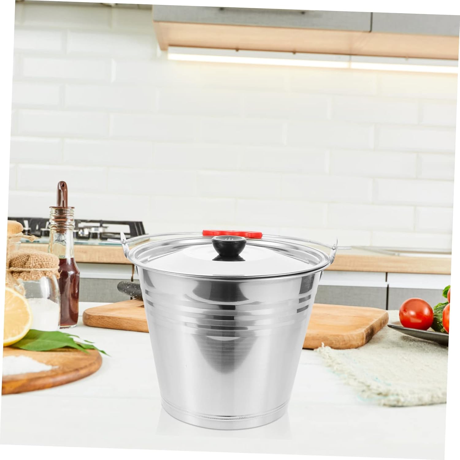 POPETPOP 304 Stainless Steel Water Bucket with Lid Multi-Purpose Ranch Milking Bucket for Pasture and Ice Storage Sturdy and Non-Magnetic Design