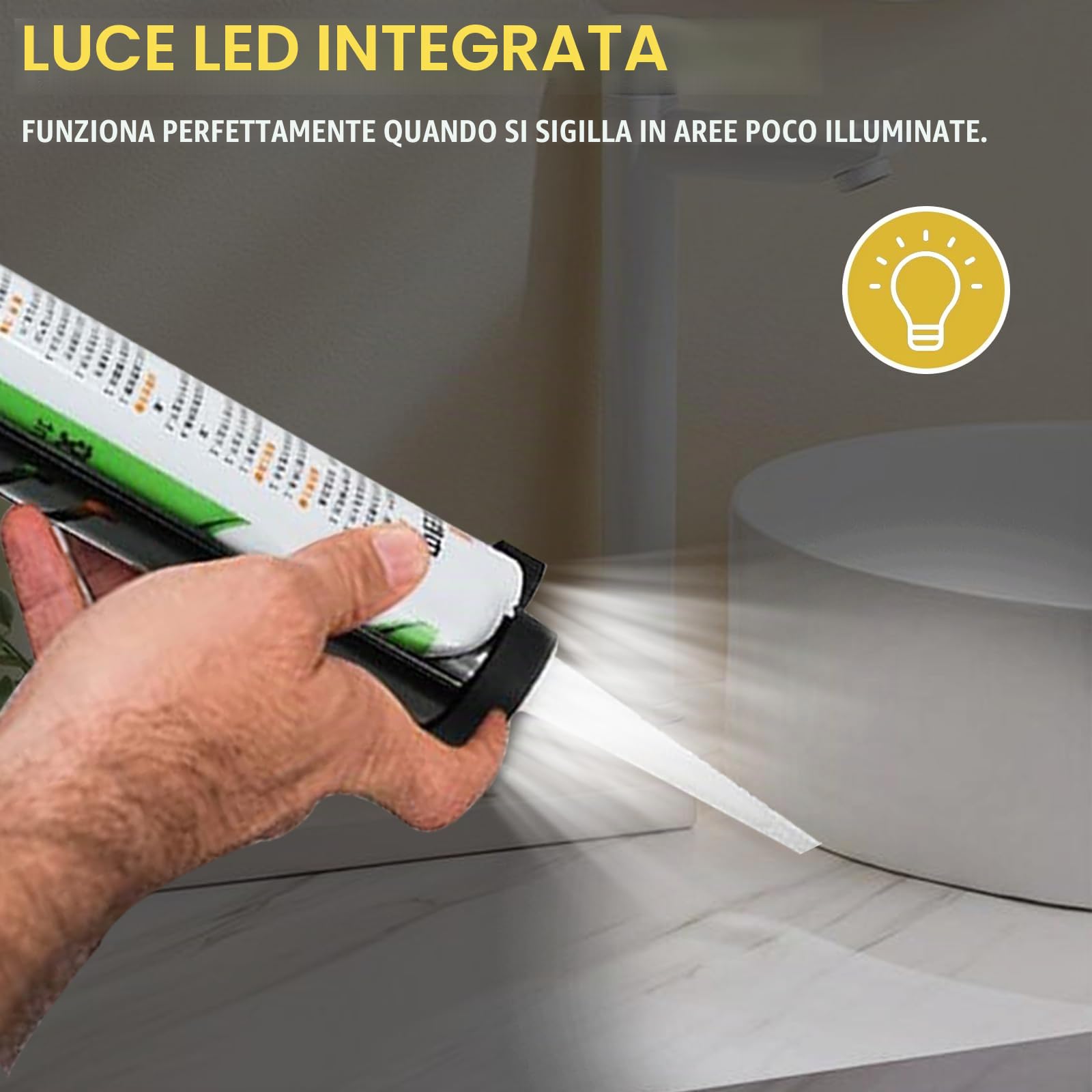 Pistola a cartuccia a batteria per DeWalt 20V Max con luce LED e 4 velocità regolabili Per riparare le piastrelle del pavimento e sigillare i piani di lavoro della cucina (Batterie non incluse)