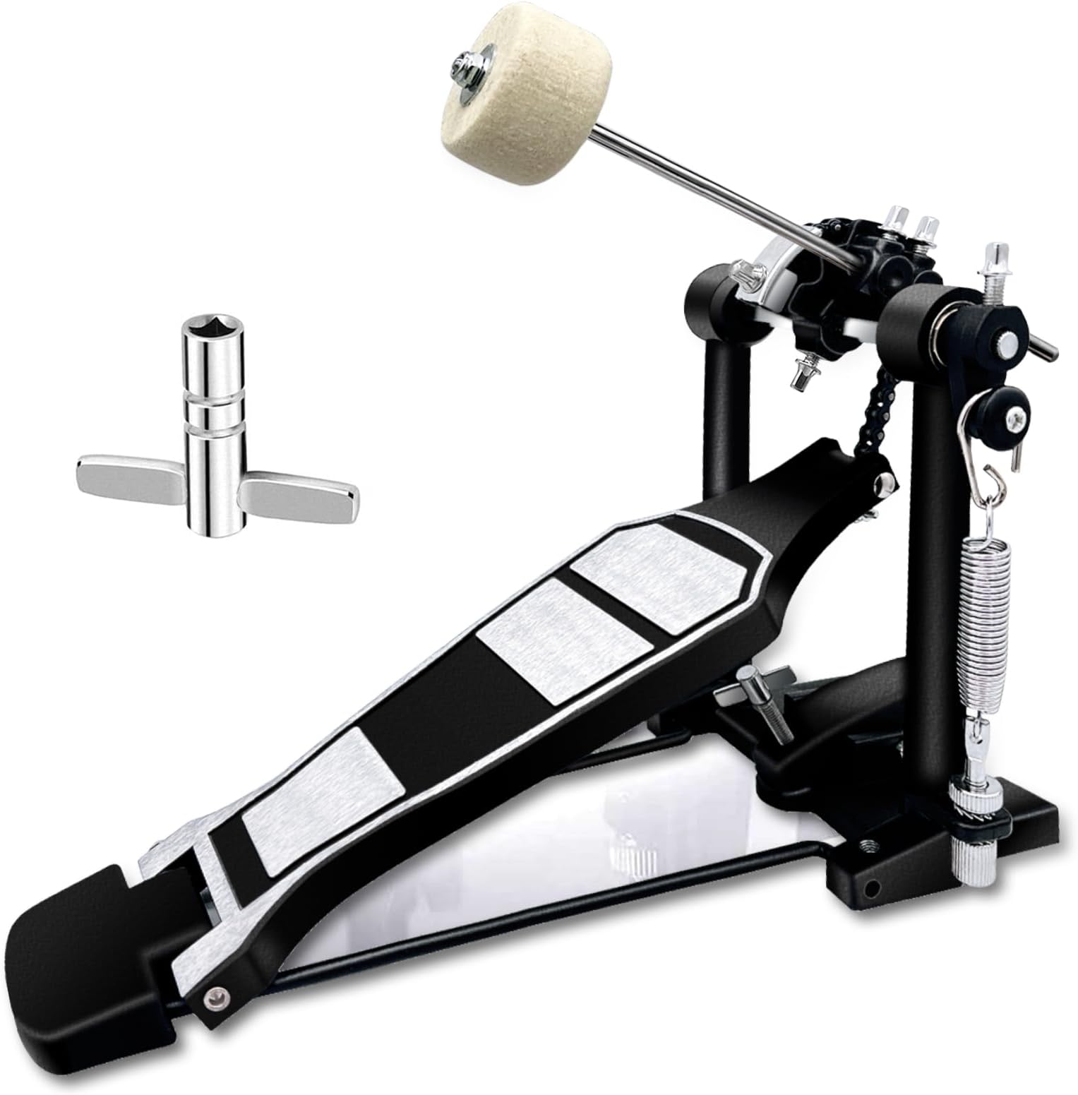 - Bass Drum Pedal,Double Bass Drum Pedal Mount Double Chain Drive Foot Percussion Hardware Kick Drum Kit Pedals Step on Hammer Adj. Beater Head Bass Pedal for Drum Set (Single)