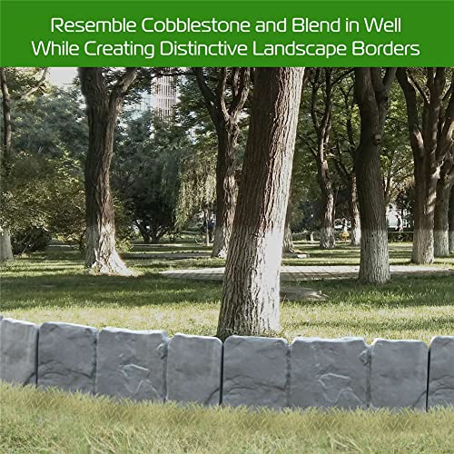 Cachpib Gray 10 Pieces Garden Fence Imitation Stone Plant Support Stake Outdoor Landscape Edging Decorative Border Garden Lawn Edging Plant Border - Image 3