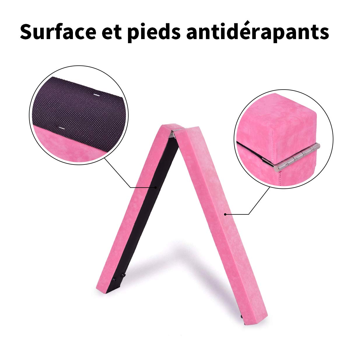 DREAMADE Poutre de Gymnastique d’Equilibre Piable avec Pieds Surélevés en Finette, EPE et Pin 210 X 10 X 6,5 CM Entraînement de Gymnastique à Domicile Idéale pour Enfants et Adultes