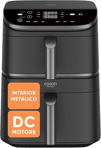 🚫 [CADUCADO] 🔥 Cosori Air Fryer Turbo Tower Large 10.8 Liter, Air Fryer with Dual Vertical Basket to Save Space, Turbo Blaze Airfryer, 6-in-1 Multifunction, Recipes in App, Easy to Clean, 2630W