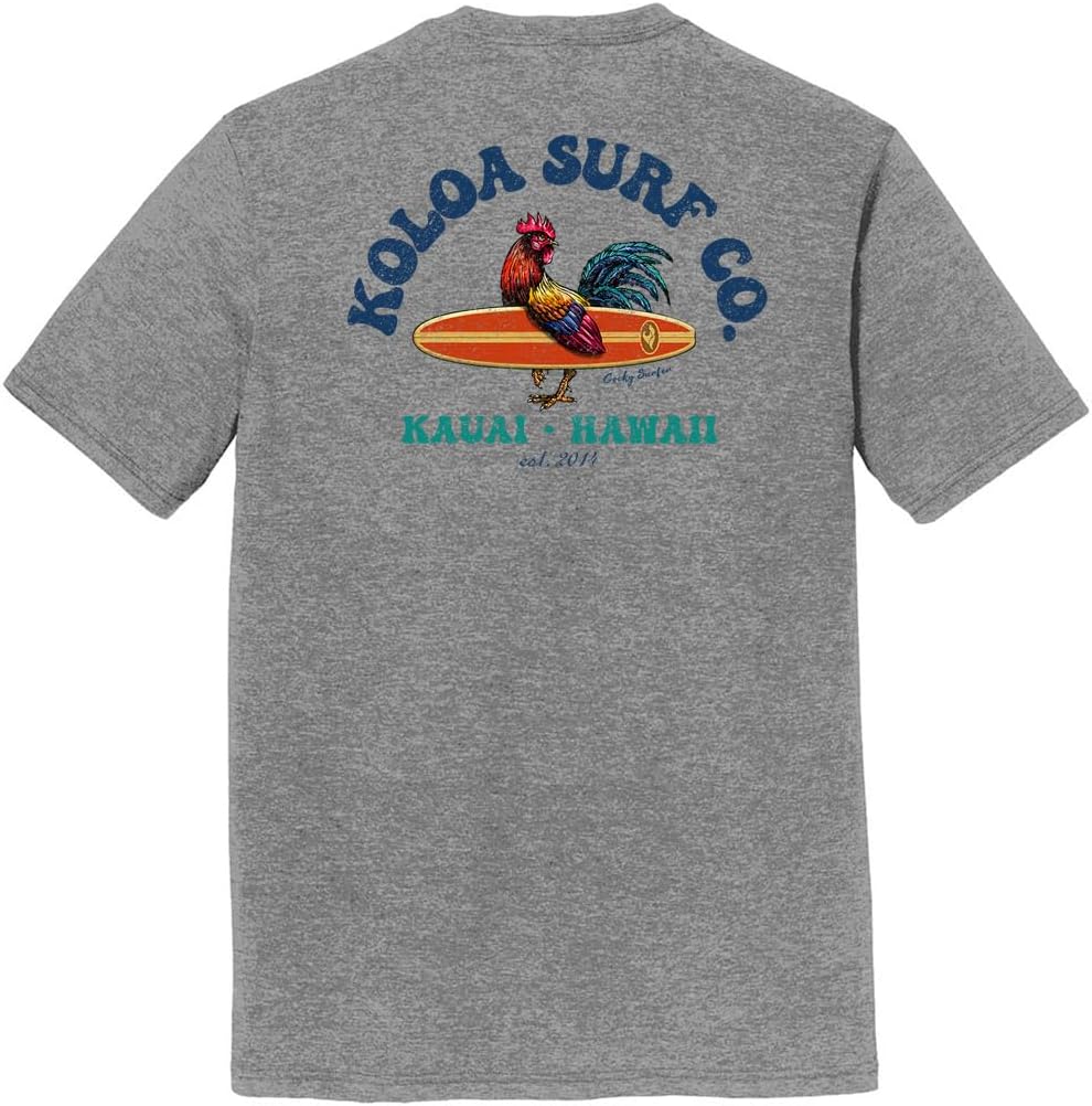 Koloa Surf Men's Cocky Surfer Logo Lightweight Tri-Blend Tees in Sizes XS-4XL