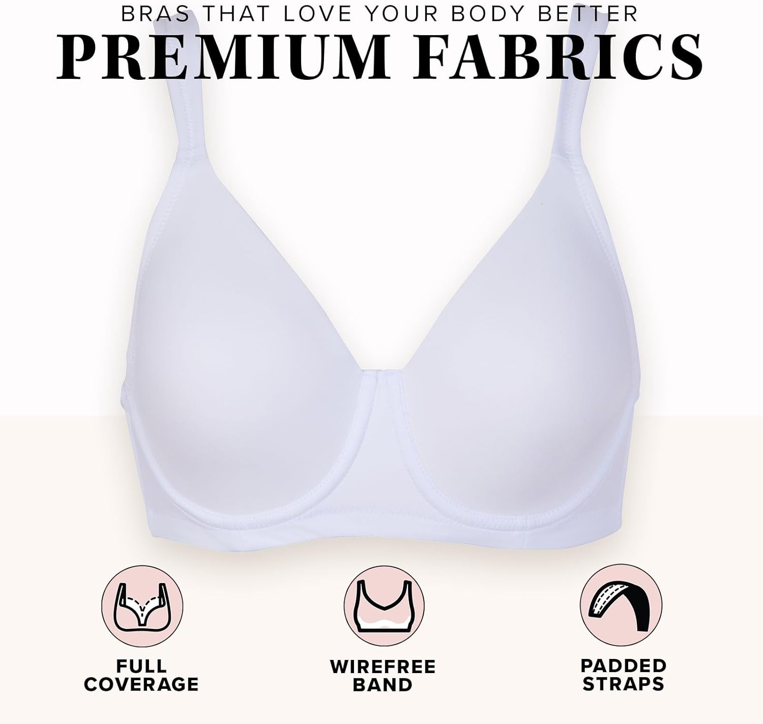 Leading Lady, Brigitte Full Coverage, Wireless, Padded T-Shirt Bra, Ballet Back, Side & Back Smoothing, Wide Straps, 36A-54G - Image 4