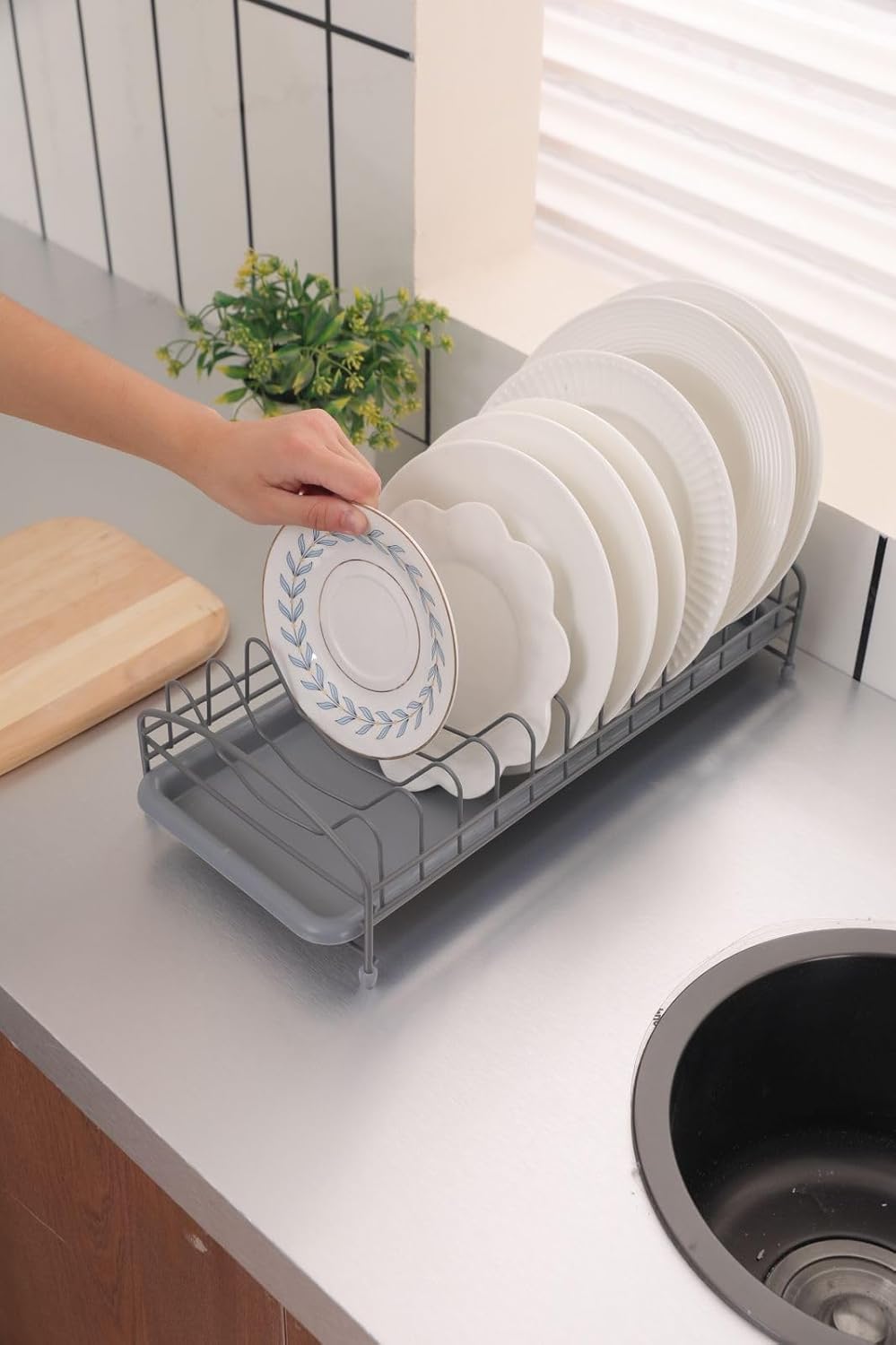HomeCloud Stainless Steel Plate Rack | Transform Your Kitchen with Our Exquisite Drainer Collection for Elevated Organization and Style, (Grey)