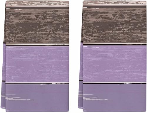 Juego de 2 toallas de cocina y paños de cocina, color marrón degradado morado y marrón con puerta de granero rústica de 18 x 28 pulgadas, paños de