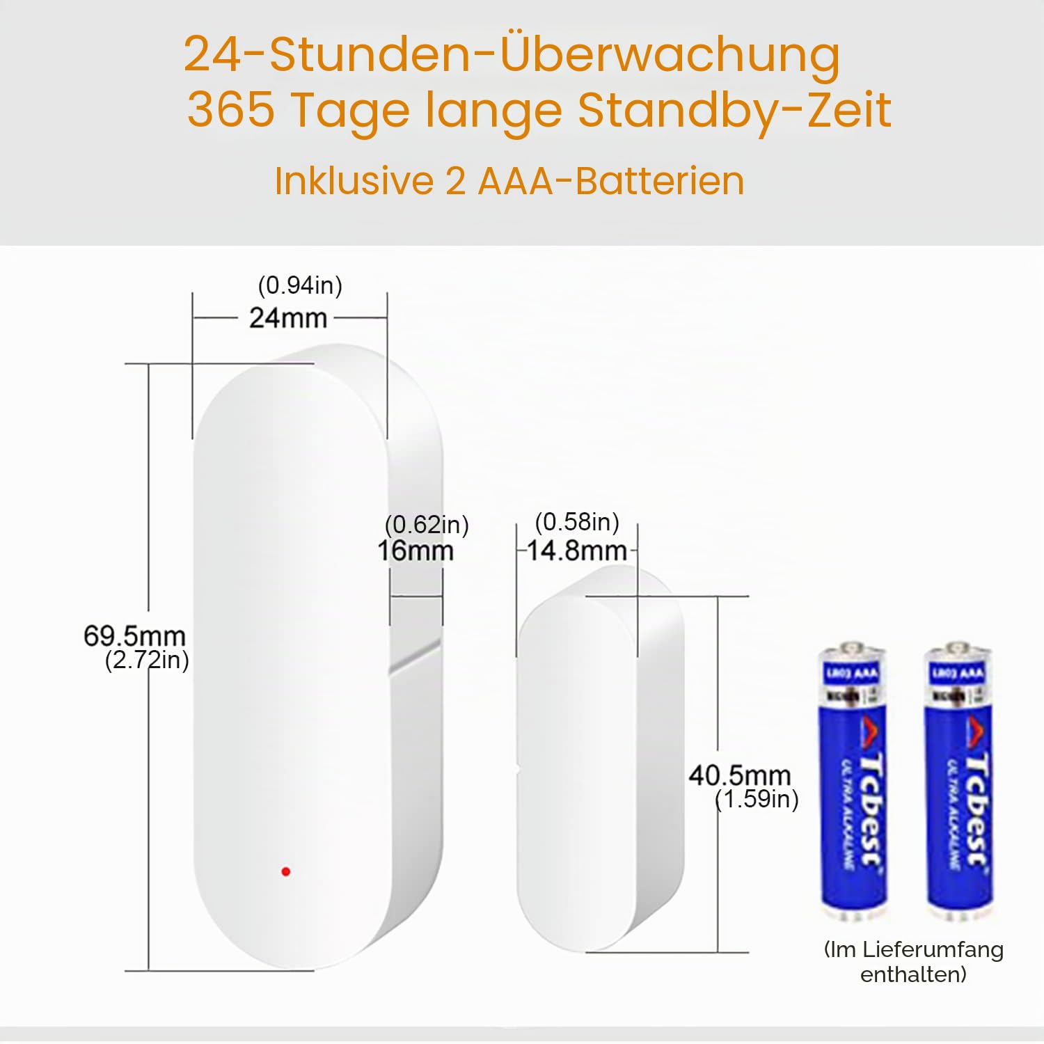 WiFi-Türsensor: Intelligente Tür-Offen-/Geschlossen-Detektoren, drahtlose Fenstersensor-App-Benachrichtigung, Kontaktsensor für die Sicherheit zu Hause, passend für Alexa Google Assistant (4pack)