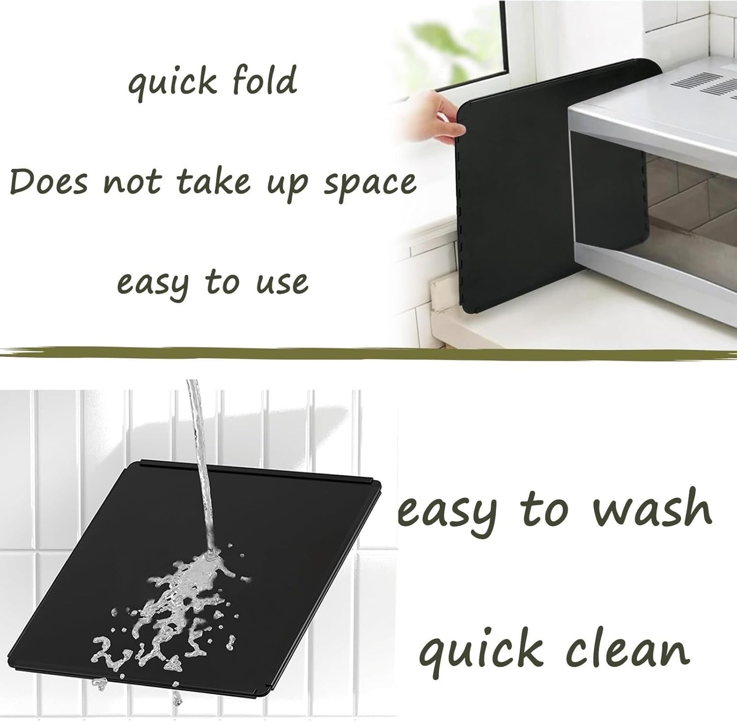 Protector antiadherente plegable de 2 lados para estufa, acero al carbono, color negro, varios tamaños (35 x 40 cm), seguro para la cocina, diseño fácil de limpiar