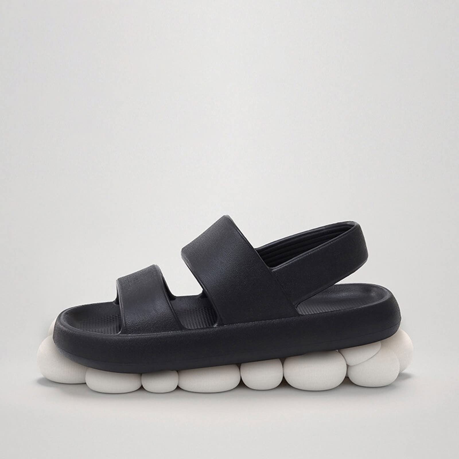 MMRTDJDR Sandalias para hombre Sandalias para hombre Zapatos de plataforma de verano Mujer Playa Exterior Zapatillas de EVA Hombre Suela suave y gruesa Toboganes de interior antideslizantes Cool Black