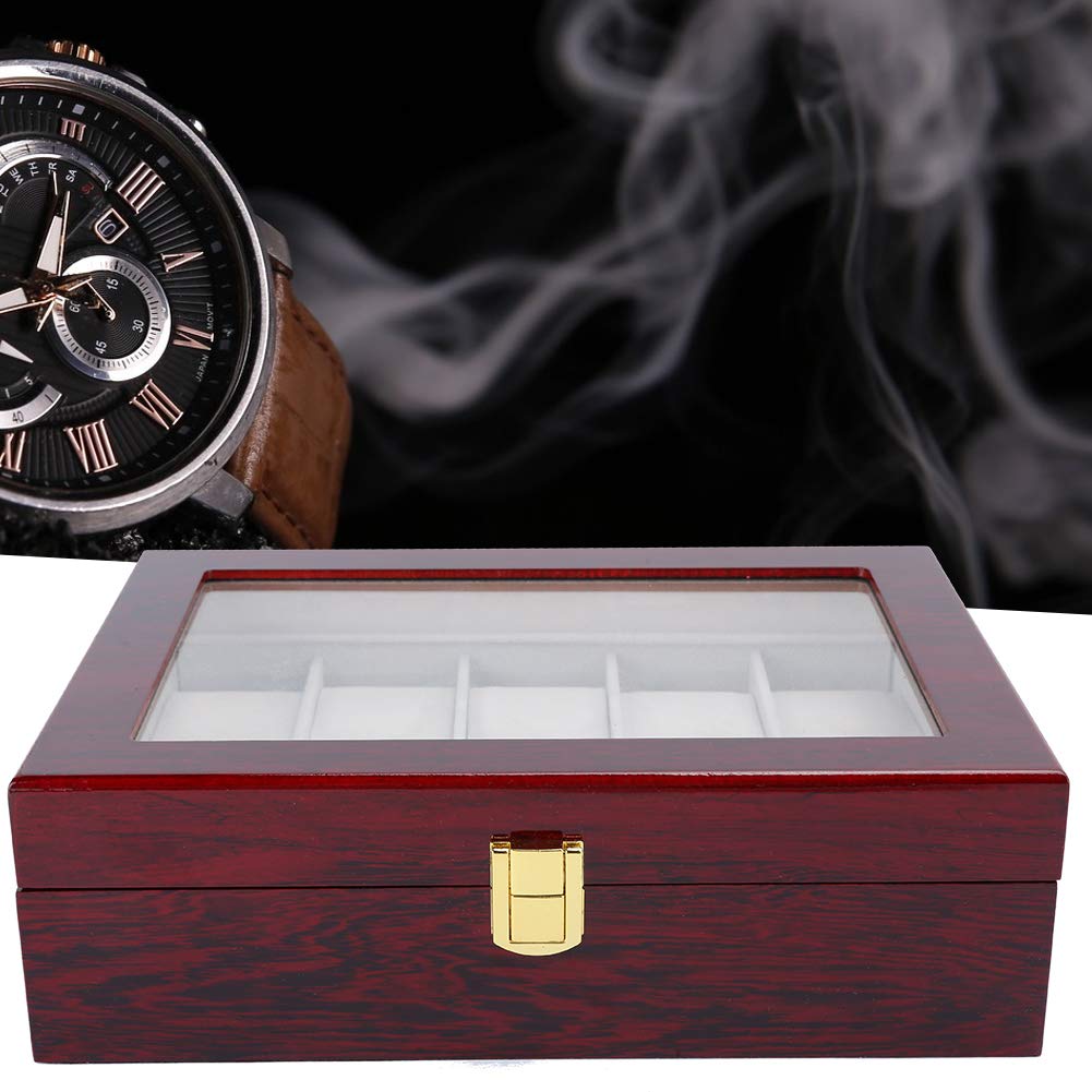 Cofanetto Portaorologi in Legno con 12 Scomparti e Vetrina, Organizer Gioielli con 10 Cassetti in Pelle per Esposizione Elegante