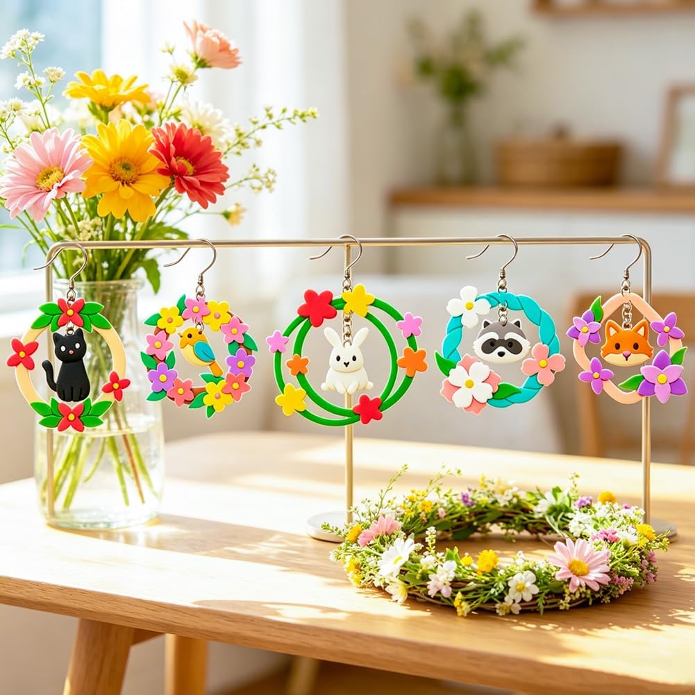 16Pcs Garland Polymer Clay Cutters Set Animals Clay Earrings Cutters for Adults Polymer Jewelry Cutter with Earrings Accessories DIY Craft Supplies