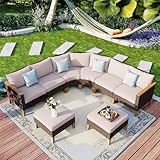 MFSTUDIO Polyrattan Lounge Set, Aktualisierte Rippen, 20% Dicker als Andere, Cushion PRO Fabric Wasserdicht, Leicht zu Reinigen. Gartenmöbel Wetterfest, Sitzgruppe für Garten.
